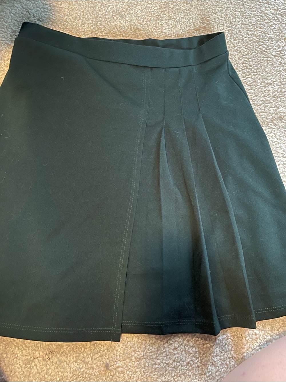 Dark Green Pleated mini Skirt